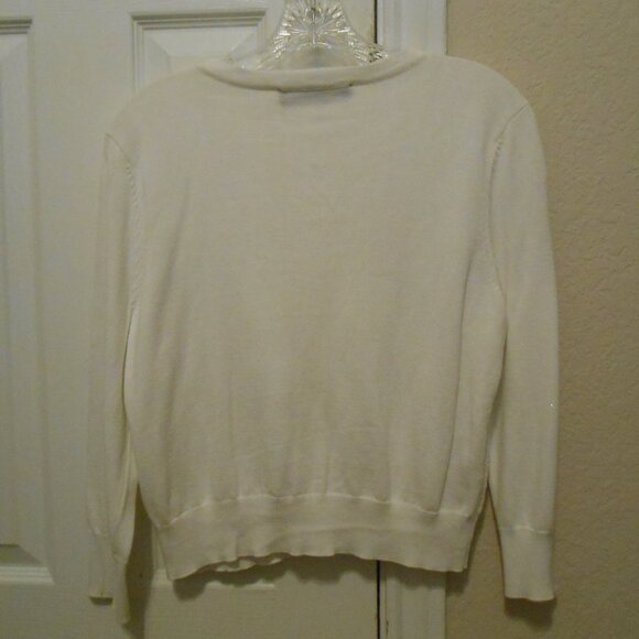 Karl Lagerfeld Eyelet-Paneled White Cardigan OFFERS WELCOME - Picture 6 of 6